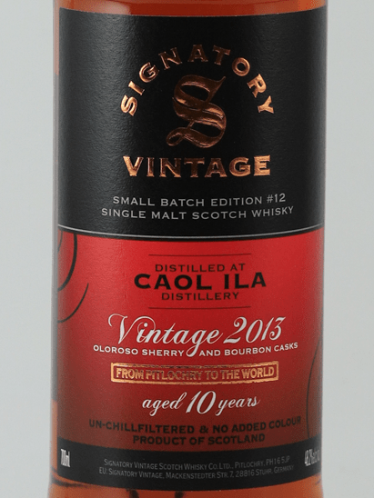 Signatory Caol Ila 10 Year Old 2013 Oloroso Sherry & Bourbon Cask - Bottle Of Japan