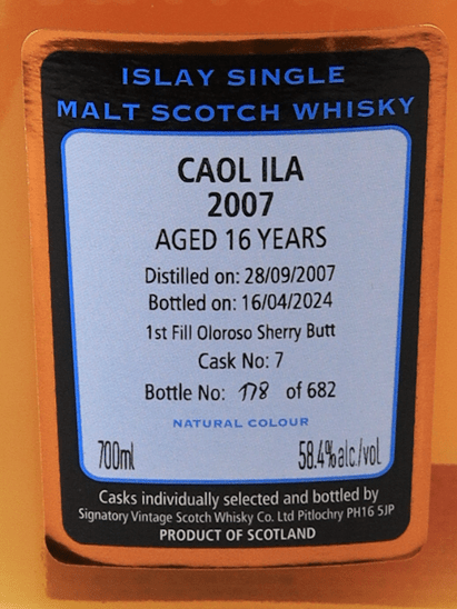 Signatory Caol Ila 16 Year Old 2007 - Bottle Of Japan