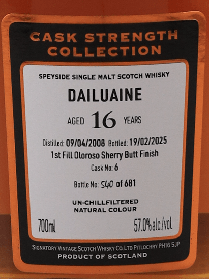 Signatory Dailuaine 16 Year Old 2008 - Bottle Of Japan