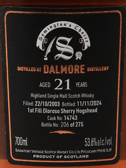 Signatory Dalmore 21 Year Old 2003 - Bottle Of Japan