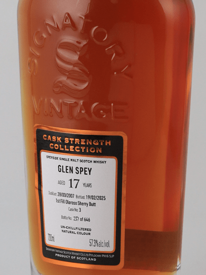 Signatory Glen Spey 17 Year Old 2007 - Bottle Of Japan