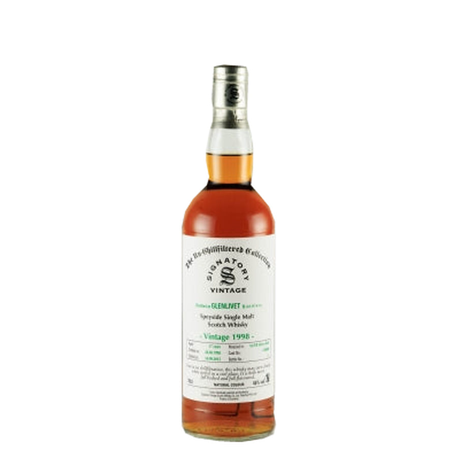 Signatory Vintage Glenlivet 17 Year Old 1998 single malt whisky bottle, front view from The Un-Chillfiltered Collection