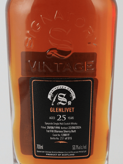Signatory Glenlivet 25 Year Old 1998 - Bottle Of Japan