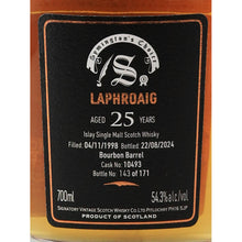Load image into Gallery viewer, Signatory Laphroaig 25 Year Old 1998, 54.3%, 700ml - cask and bottle number