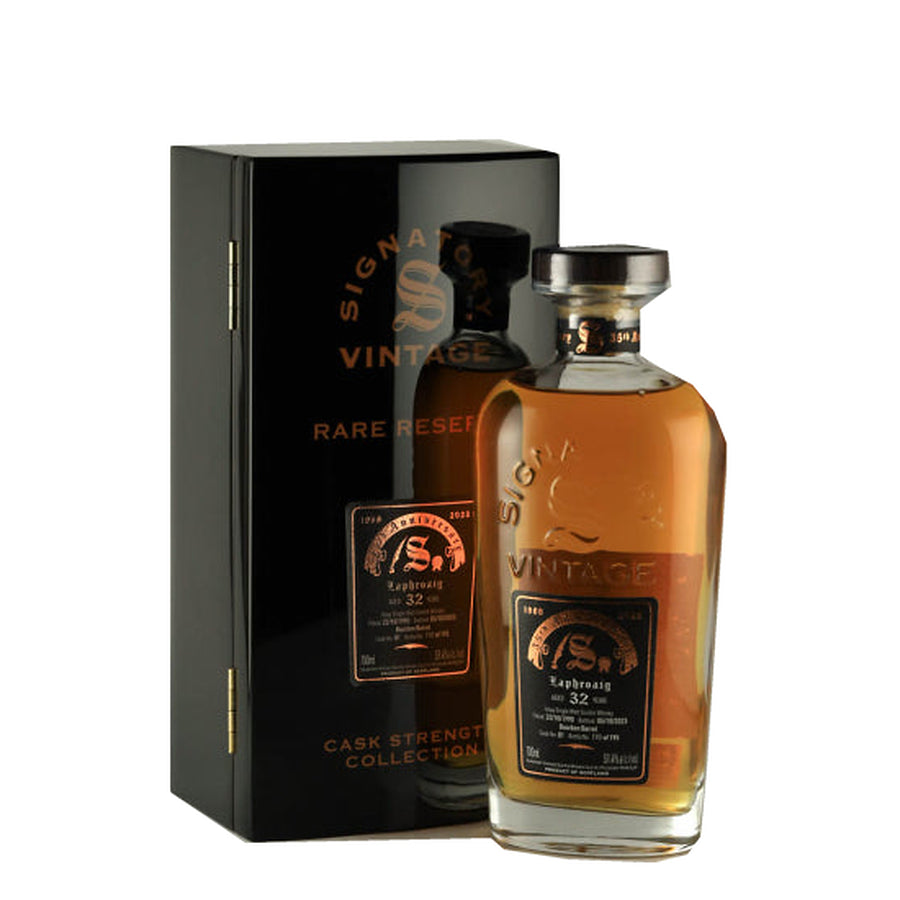 Signatory Laphroaig 32 Year Old 1990 35th Anniversary Single Malt Scotch Whisky 51.4% 700ml - bottle and presentation box