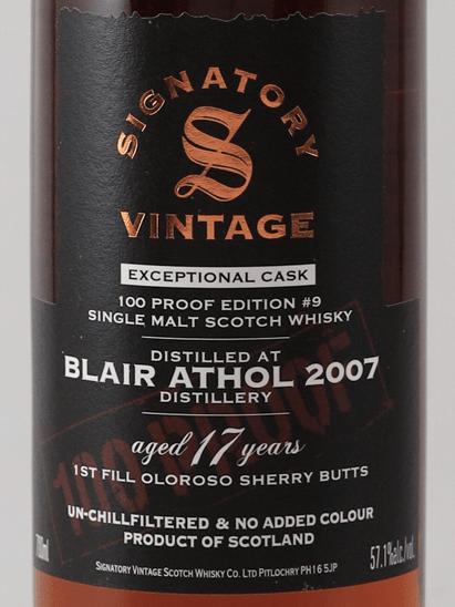 Signatory Vintage Blair Athol 17 Year Old 2007 - Bottle Of Japan