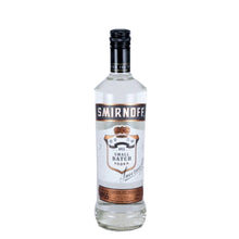 Load image into Gallery viewer, Smirnoff Black Small Batch Vodka clear bottle, front view with black cap