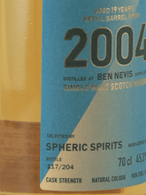 Load image into Gallery viewer, Spheric Spirits Ben Nevis 19 Year Old 2004 - Bottle Of Japan