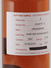 Load image into Gallery viewer, Springbank 12 Year Old 2012 Palo Cortado Duty Paid Sample - Bottle Of Japan