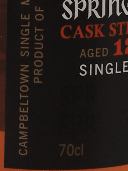 Springbank 12 Year Old Cask Strength Old Label - Bottle Of Japan