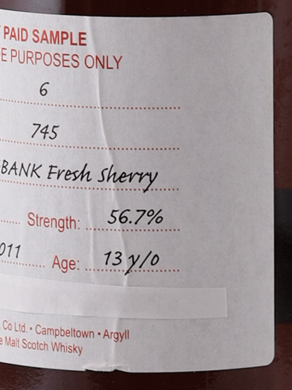 Springbank 13 Year Old 2011 Sherry Cask Duty Paid Sample - Bottle Of Japan