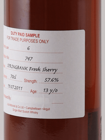 Springbank 13 Year Old 2011 Sherry Cask DUTY PAID SAMPLE - Bottle Of Japan