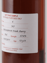Load image into Gallery viewer, Springbank 13 Year Old 2011 Sherry Cask DUTY PAID SAMPLE - Bottle Of Japan