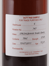 Load image into Gallery viewer, Springbank 13 Year Old 2011 Sherry Cask DUTY PAID SAMPLE - Bottle Of Japan