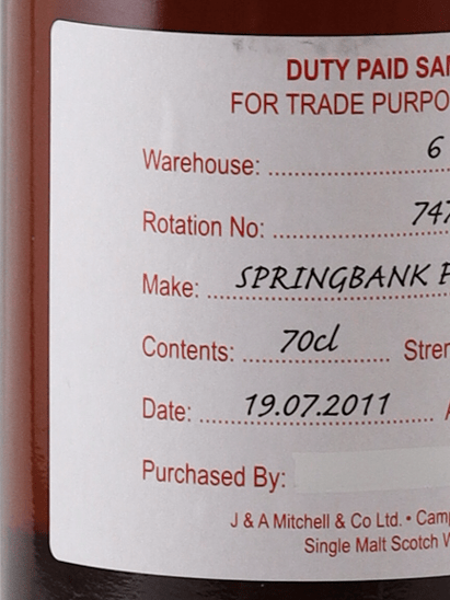 Springbank 13 Year Old 2011 Sherry Cask DUTY PAID SAMPLE - Bottle Of Japan