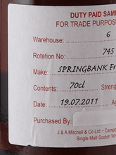 Load image into Gallery viewer, Springbank 13 Year Old 2011 Sherry Cask Duty Paid Sample - Bottle Of Japan