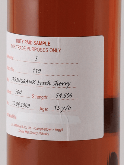 Springbank 15 Year Old 2009 Sherry Cask DUTY PAID SAMPLE - Bottle Of Japan