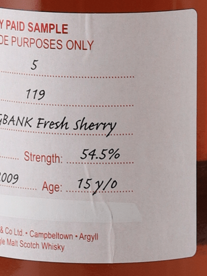 Springbank 15 Year Old 2009 Sherry Cask DUTY PAID SAMPLE - Bottle Of Japan