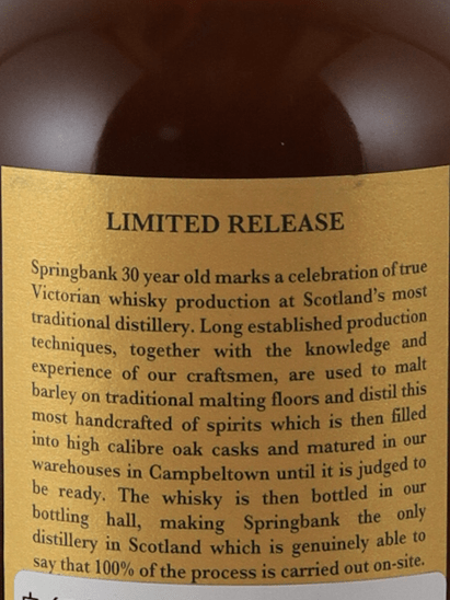 Springbank 30 Year Old 2025 Release - Bottle Of Japan