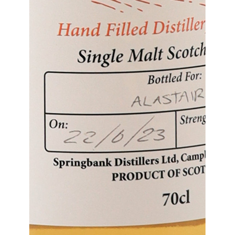 Springbank Hand Filled 2023 bottling 58.4%, 700ml - handwritten bottling date