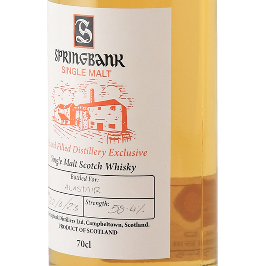 Springbank Hand Filled 2023 bottling 58.4%, 700ml - label right angle