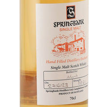 Load image into Gallery viewer, Springbank Hand Filled 2023 bottling 58.6%, 700ml - label left angle