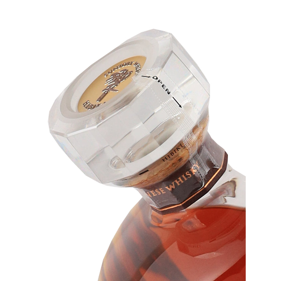 Suntory Hibiki 30 Year Old Japanese whisky, angled stopper top with Hibiki emblem