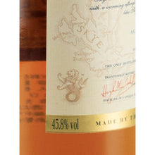 Load image into Gallery viewer, Talisker 18 Year Old label detail with Isle of Skye map and 45.8% ABV