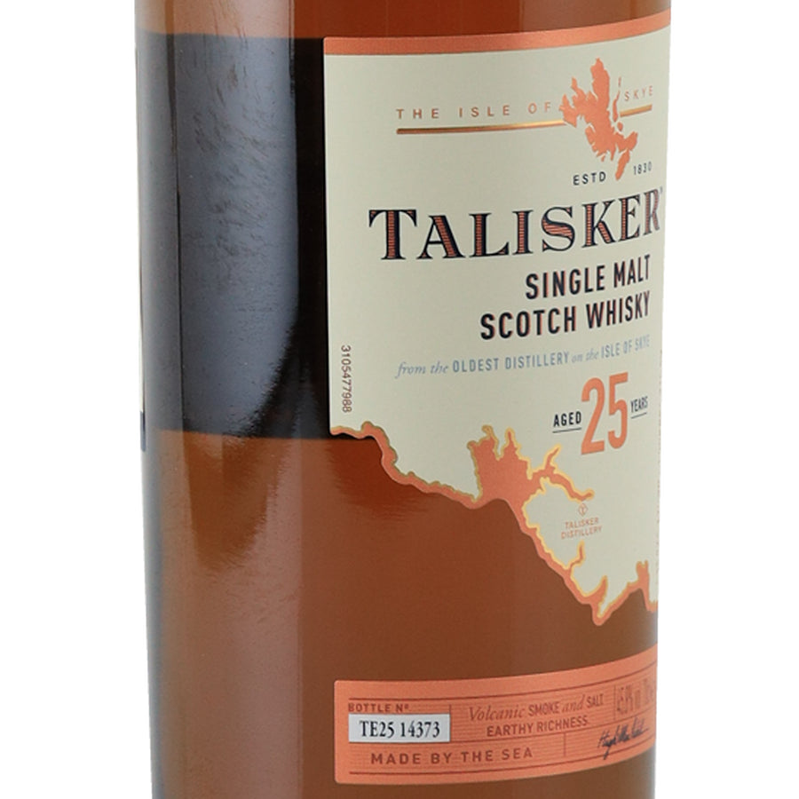 Talisker 25 Year Old 2022 release 700ml - label left angle