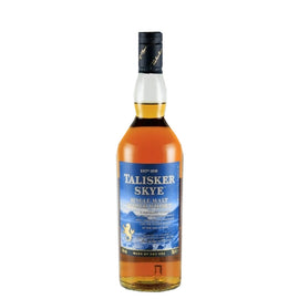 Talisker Skye single malt Scotch whisky bottle, front view with blue Skye label