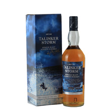 Load image into Gallery viewer, Talisker Storm single malt Scotch whisky bottle beside its blue presentation box
