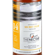 Load image into Gallery viewer, The Nectar Secret Islay 14 Year Old 2007 single malt whisky, front label with coastal scene and 14 year age statement
