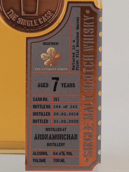 The Single Cask Ardnamurchan 7 Year Old 2018 for THE ULTIMATE SPIRITS & BAR MINMOREHOUSE - Bottle Of Japan