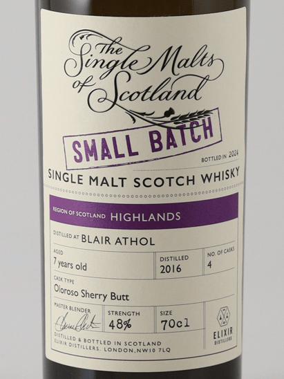 The Single Malts of Scotland Small Batch Blair Athol 7 Year Old 2016 - Bottle Of Japan