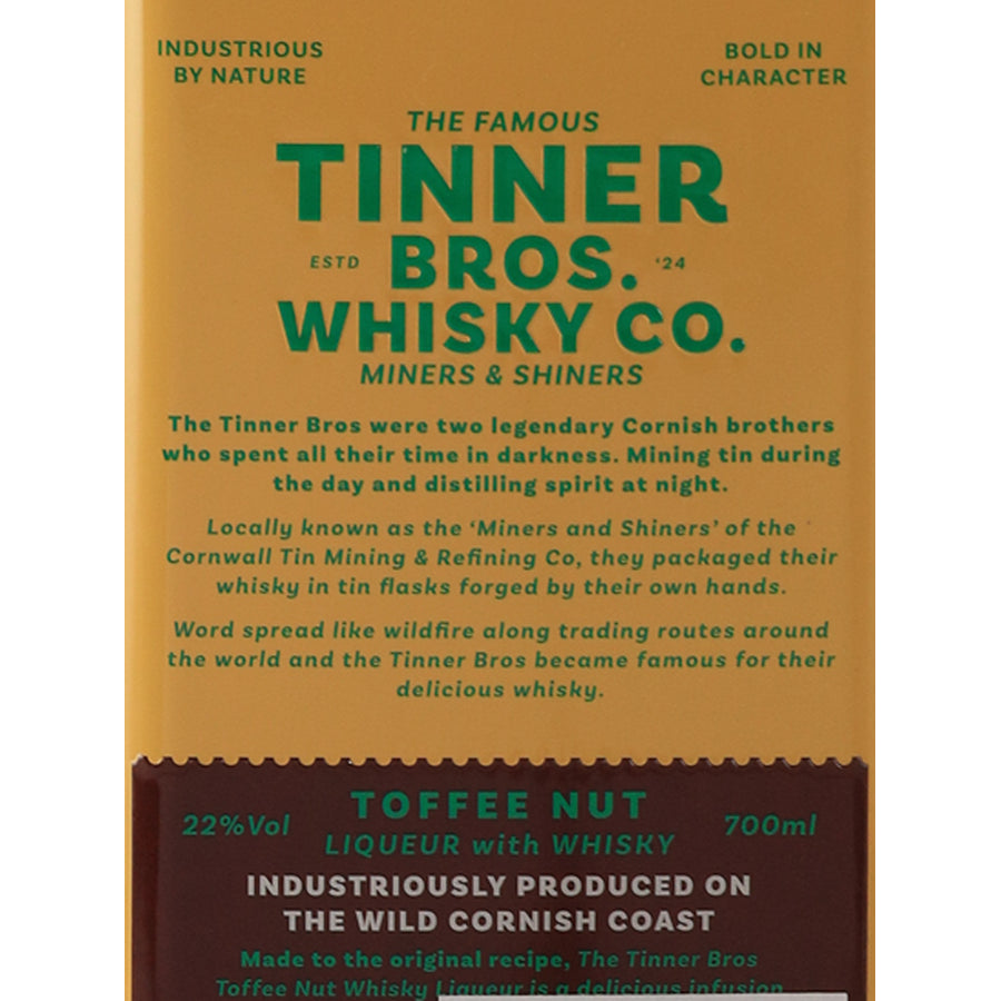 Tinner Bros Toffee Nut Whisky Liqueur 700ml - back label