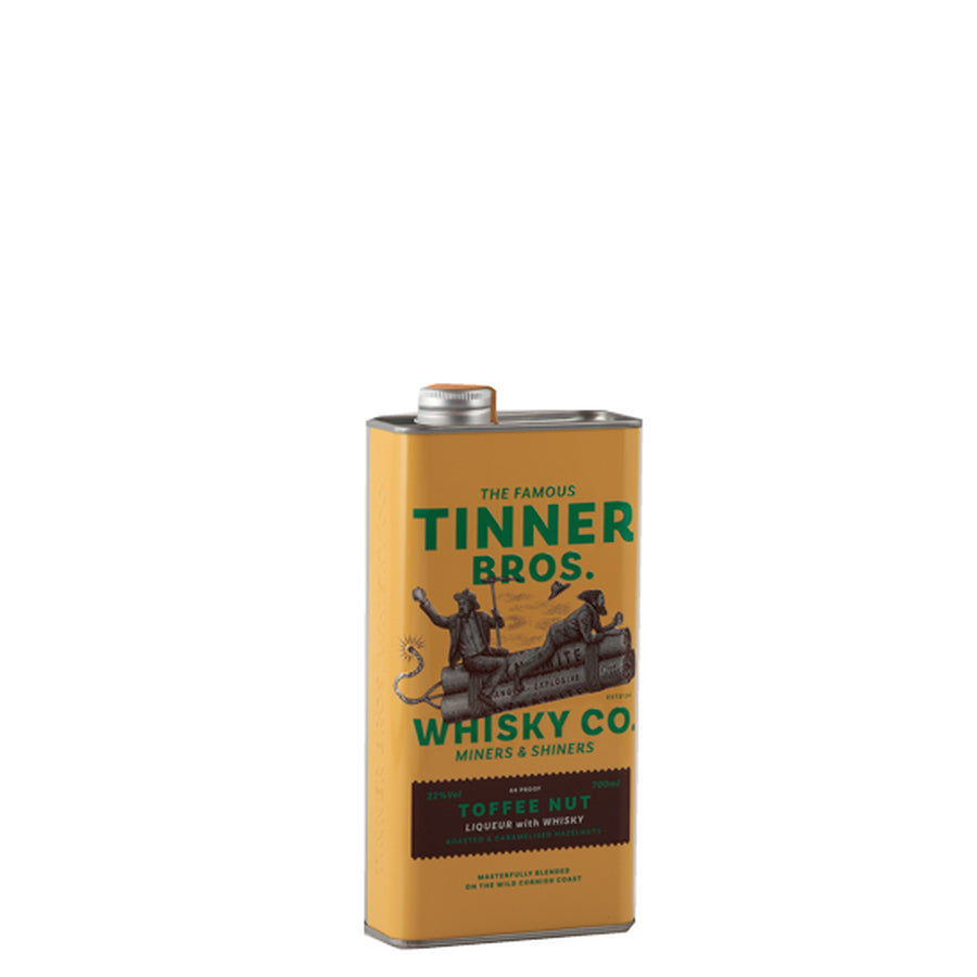 Tinner Bros Toffee Nut Whisky Liqueur 700ml - flask left angle
