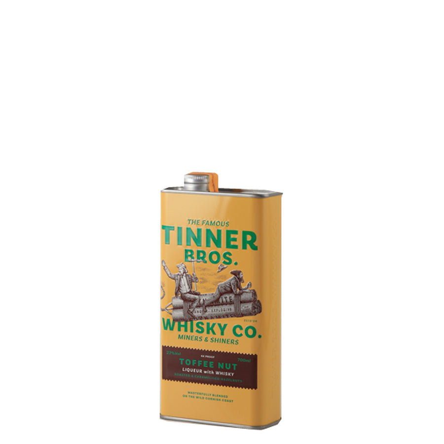 Tinner Bros Toffee Nut Whisky Liqueur 700ml - flask right angle