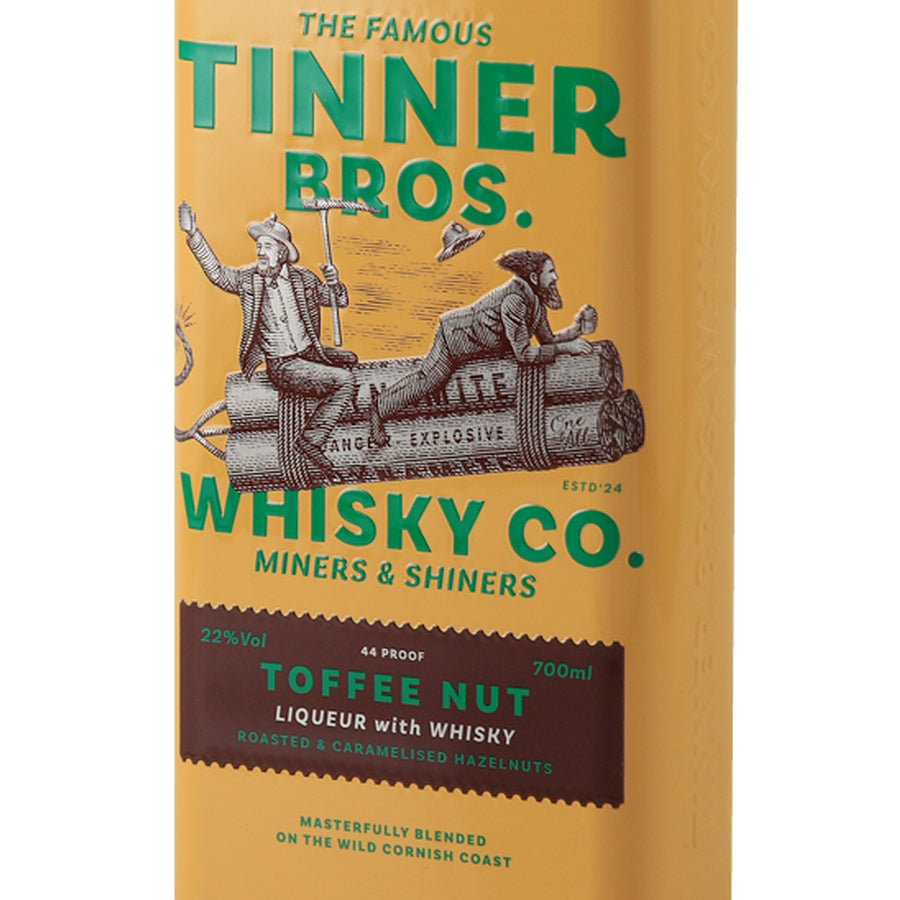 Tinner Bros Toffee Nut Whisky Liqueur 700ml - front label right angle