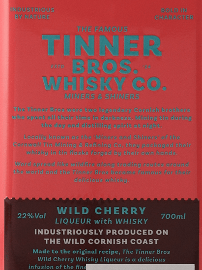 Tinner Bros Wild Cherry Whisky Liqueur 700ml - Bottle Of Japan