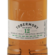 Load image into Gallery viewer, Tobermory 12 Year Old single malt Scotch whisky, 12 year front label and embossed glass