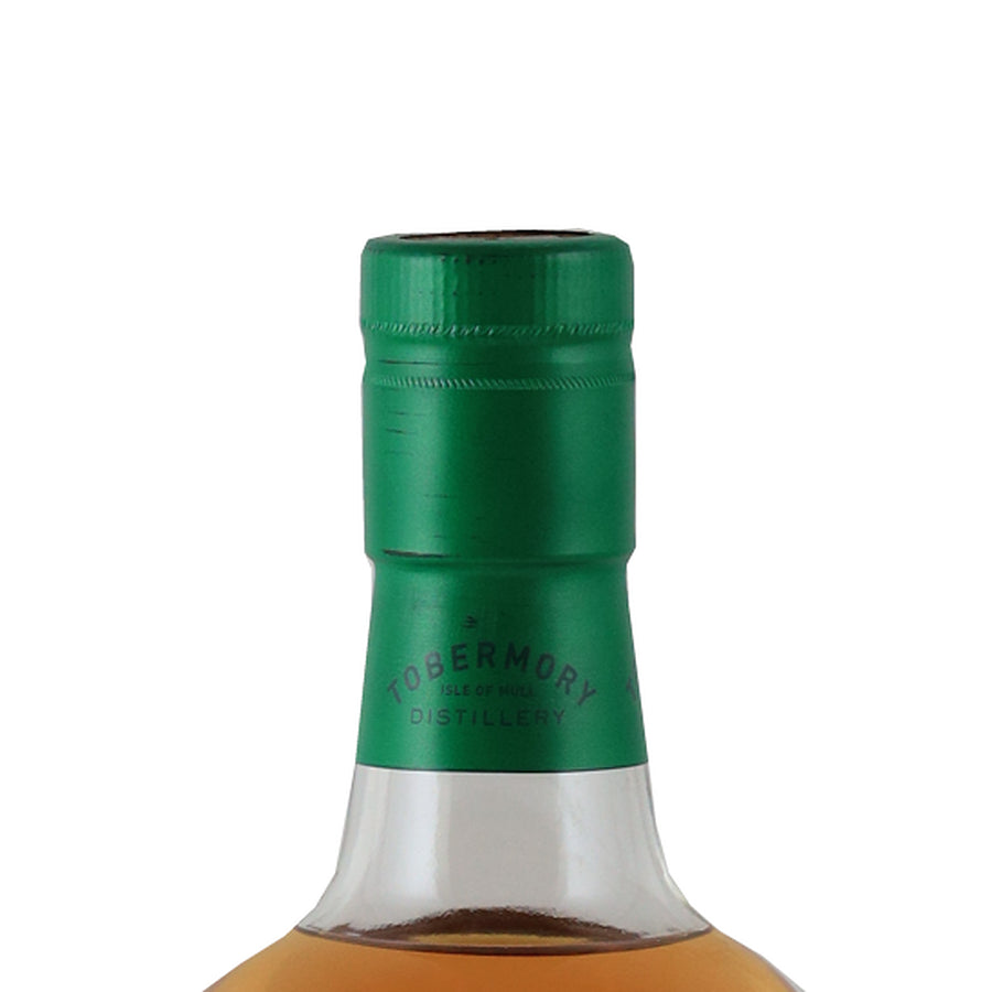 Tobermory 12 Year Old single malt Scotch whisky, green neck capsule and glass shoulder