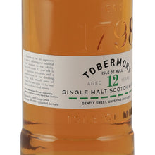 Load image into Gallery viewer, Tobermory 12 Year Old single malt Scotch whisky, left angle of the front label