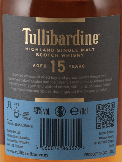 Tullibardine 15 Year Old - Bottle Of Japan