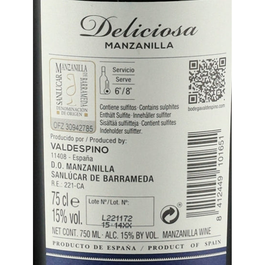 Valdespino Manzanilla Deliciosa Sherry 15% 750ml - back label