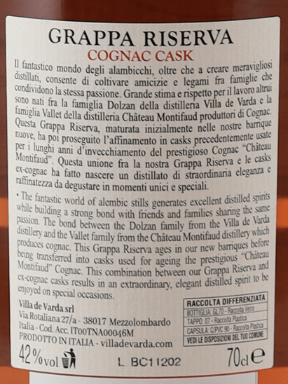 Villa De Varda Grappa Riserva Cognac Cask - Bottle Of Japan