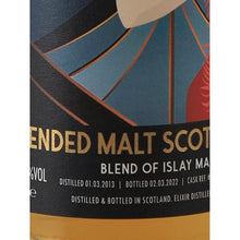 Load image into Gallery viewer, Whisky Trail Flappers Blend of Islay Malt 9 Year Old 2013 58% - distillation and bottling label
