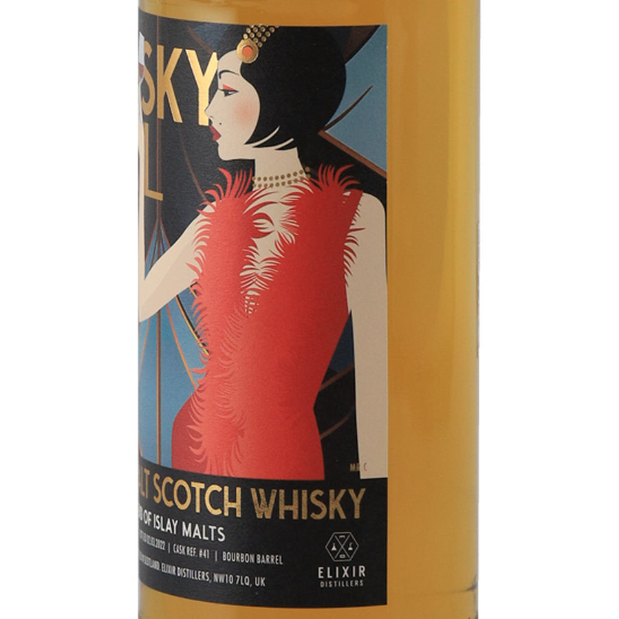 Whisky Trail Flappers Blend of Islay Malt 9 Year Old 2013 58% - front label right angle