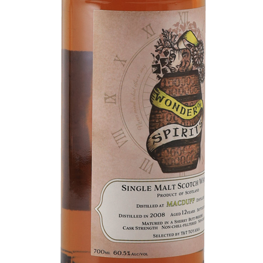 Wonder of Spirits Macduff 12 Year Old 2008 60.5% whisky - left label angle
